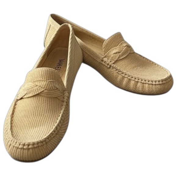 VANELI Tan Beige Corduroy Driving Moccasin Preppy Loafers Women's Size 8N-Italy - Picture 3 of 12